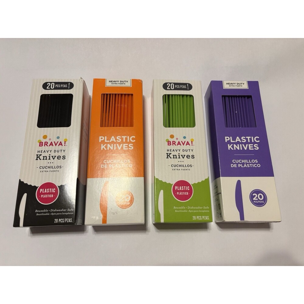 80 Amscan Halloween Fall Colors Heavy Duty Reusable Dishwshr Safe Plastic Knives